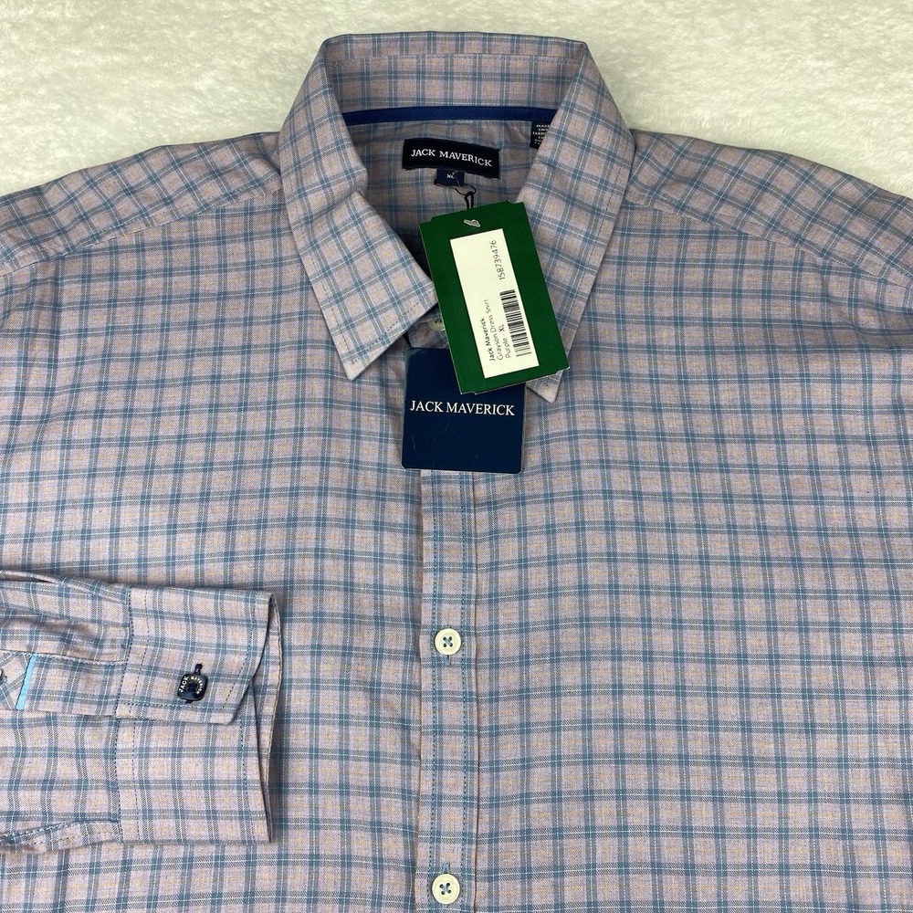 Jack‎ Maverick Grayson Dress Shirt Mens XL Purple w/Blue Checks Slim Fit NWT!